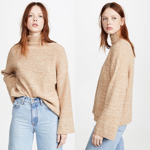 REFORMATION FERN TAN KNIT PULLOVER SWEATER SIZE L - Picture 2 of 5